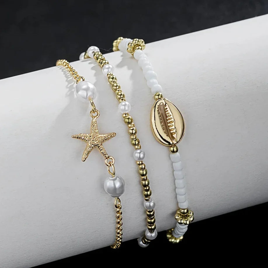 Tobillera Estrella Dorada Impermeable de 3 Piezas