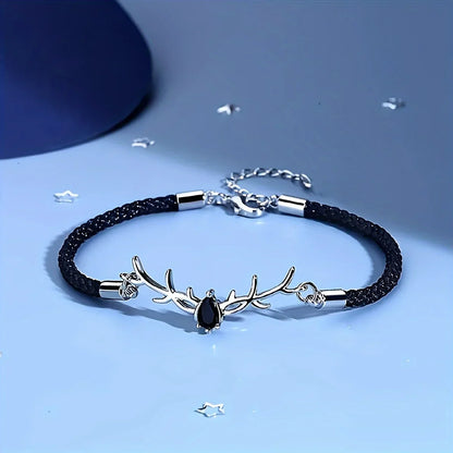 Pulsera de Corazón de Asta de Venado con Zirconia