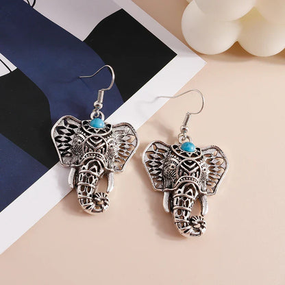 Pendientes Vintage de Elefante en Plata Bohemia