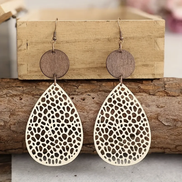 Pendientes colgantes de cuero vintage