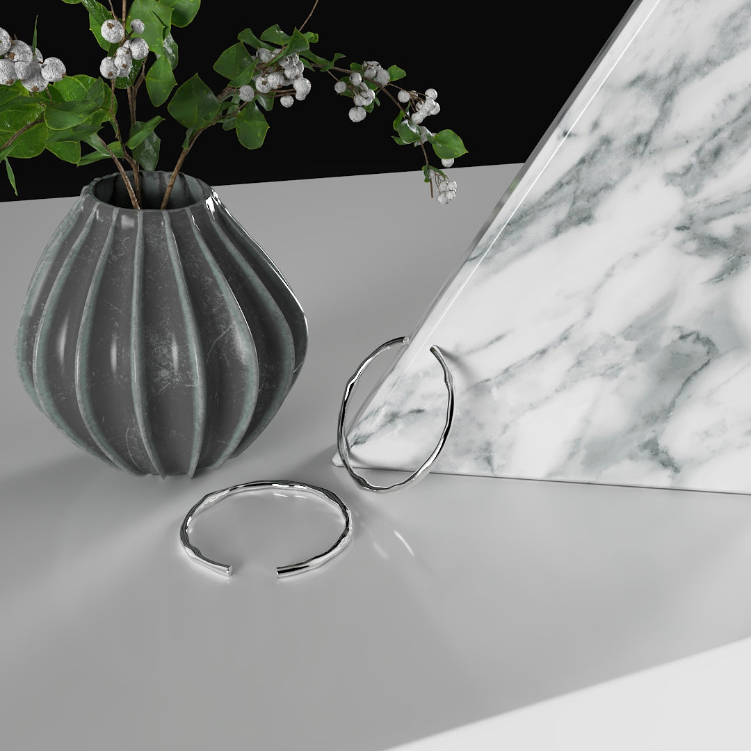 Pulsera gruesa de plata 925 ajustable de forma irregular