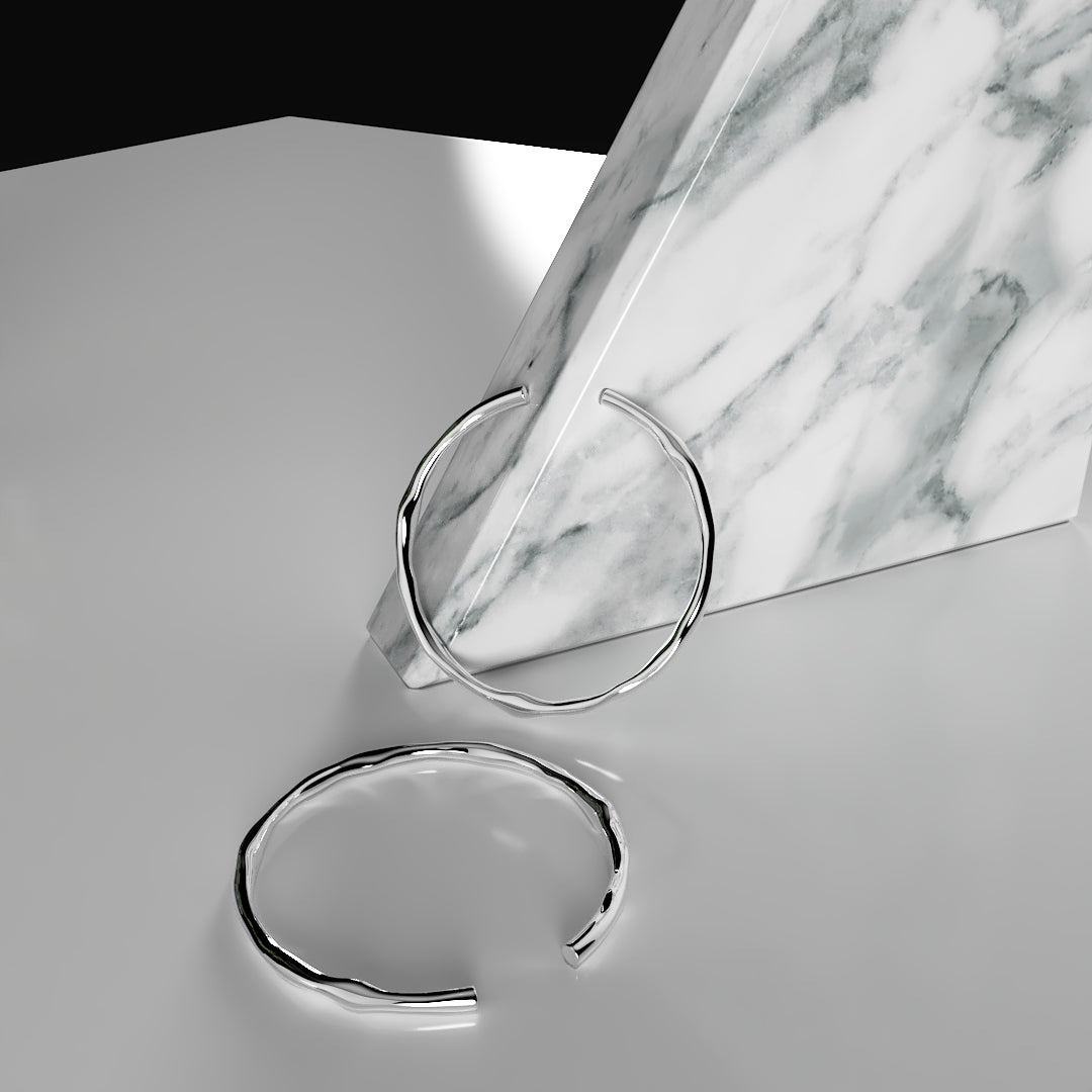 Pulsera gruesa de plata 925 ajustable de forma irregular