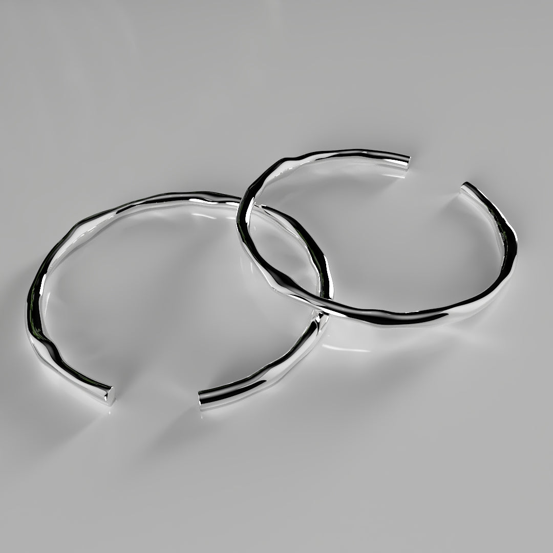 Pulsera gruesa de plata 925 ajustable de forma irregular