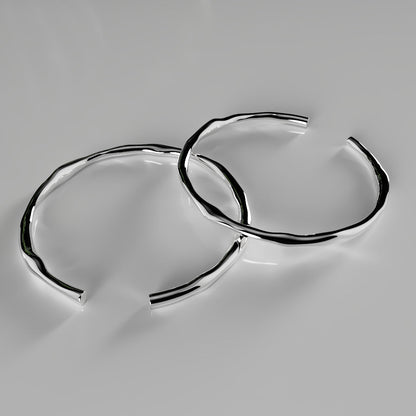 Pulsera gruesa de plata 925 ajustable de forma irregular