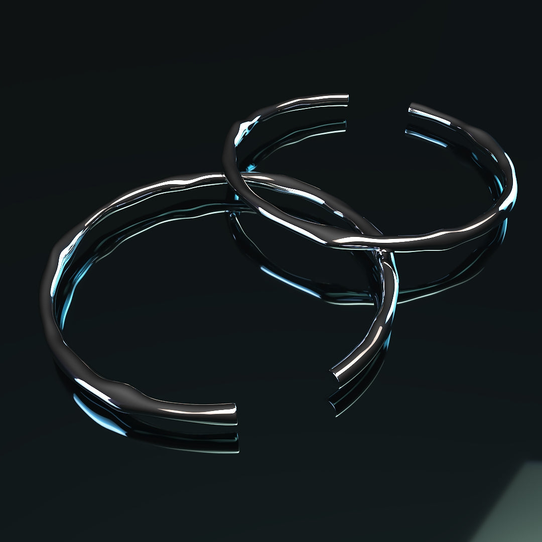 Pulsera gruesa de plata 925 ajustable de forma irregular