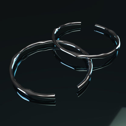 Pulsera gruesa de plata 925 ajustable de forma irregular