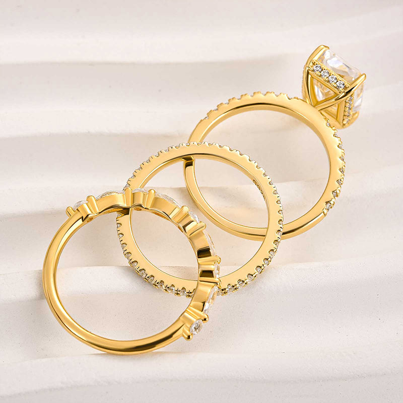 Set de Anillos de Boda 3PC Jaily | Oro Blanco
