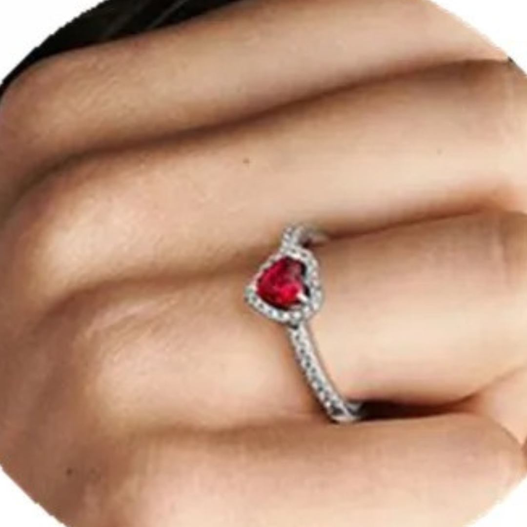 Anillo corazón de rubí de plata 925
