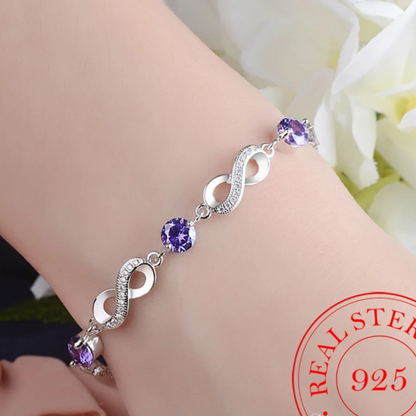 Pulsera fina de plata 925 con piedras de circonio de colores