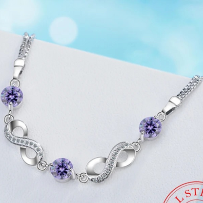 Pulsera fina de plata 925 con piedras de circonio de colores