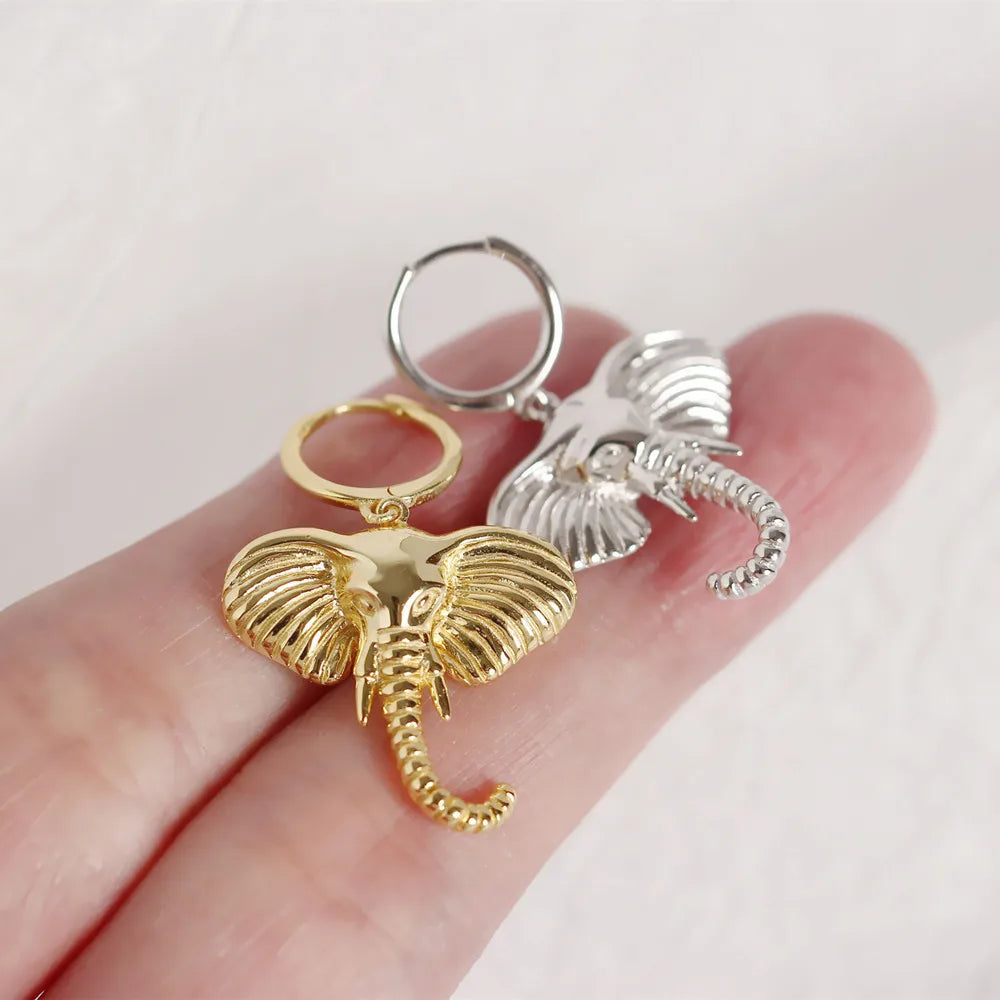 Pendientes de Aro con Dije de Elefante