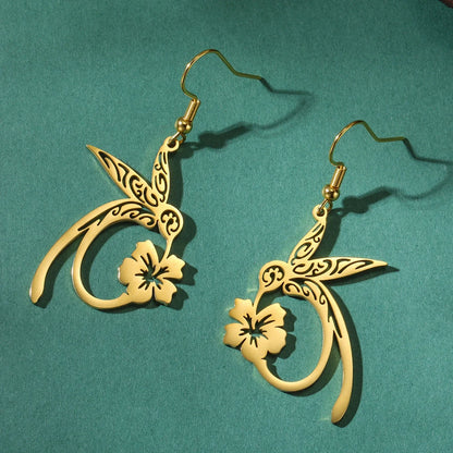 Pendientes de Colibrí del Espíritu en Acero Inoxidable