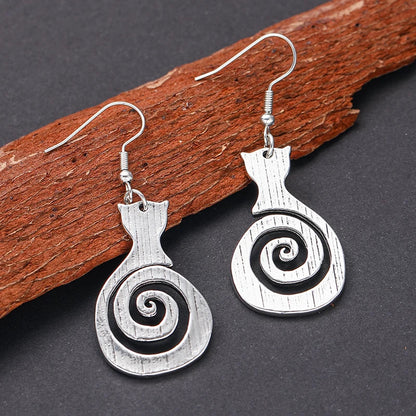Pendientes Vintage de Gato en Espiral