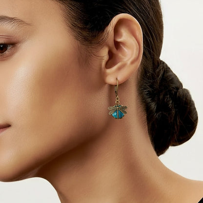 Pendientes de Libélula con Cristal en Oro Antiguo