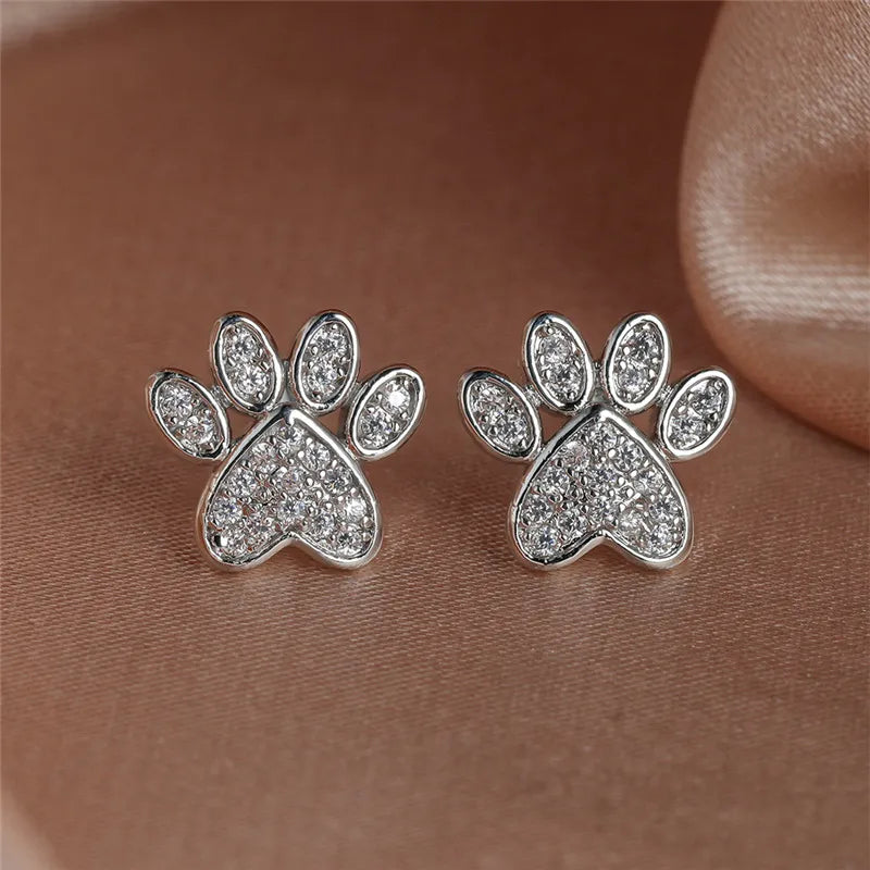 Pendientes de Pata con Zirconia Blanca