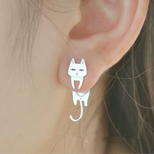 Pendientes edición especial de plata 925 con forma de gato