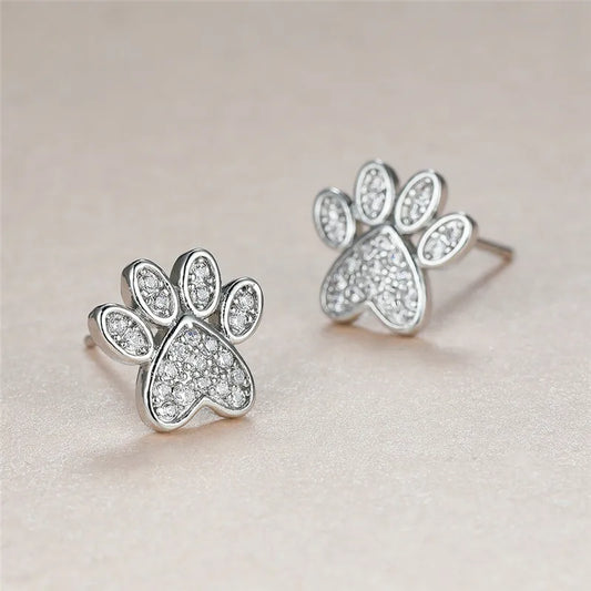 Pendientes de Pata con Zirconia Blanca