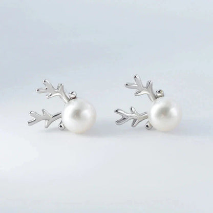 Pendientes de Reno con Perla