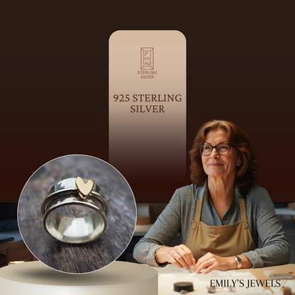 Alma - Anillo corazón plateado con baño de oro