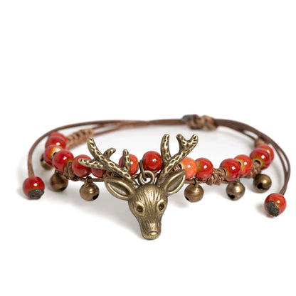 Pulsera Hecha a Mano con Dije de Cervatillo de Cerámica