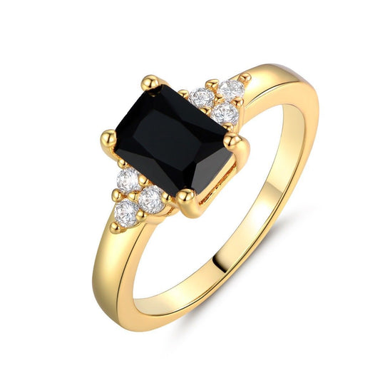 Anillo de Baguette de Espinela Negra | Oro