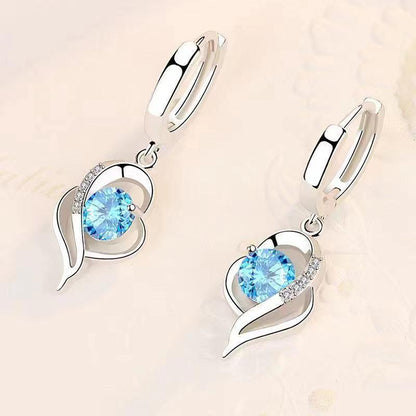 Pendientes de gota corazón eclipse | Oro Blanco