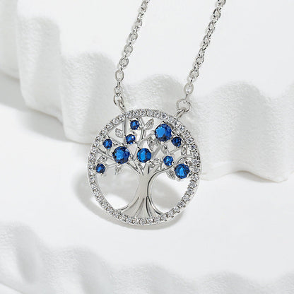 Collar de zafiro Árbol de la Vida | Oro Blanco
