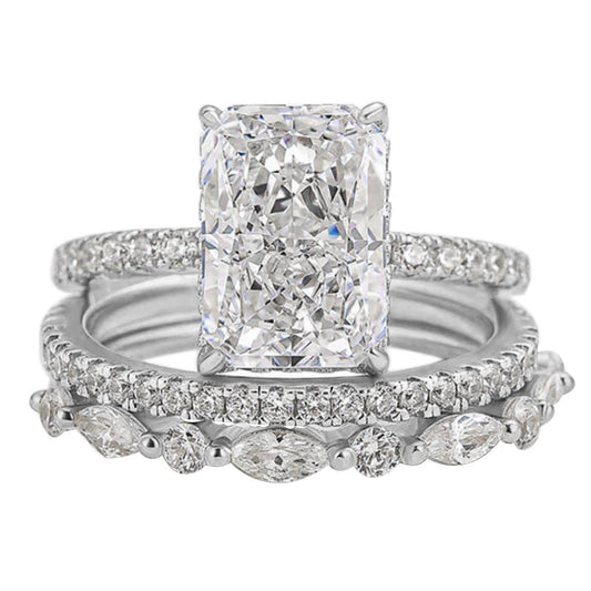 Set de Anillos de Boda 3PC Jaily | Oro Blanco