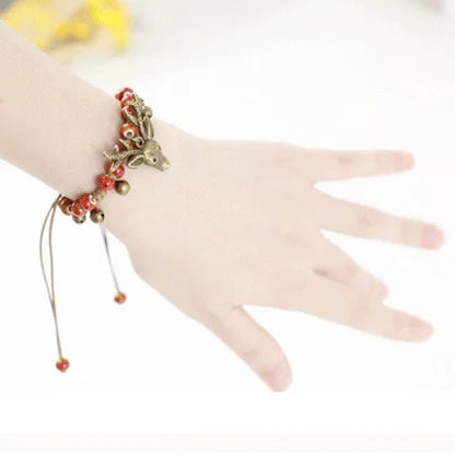 Pulsera Hecha a Mano con Dije de Cervatillo de Cerámica