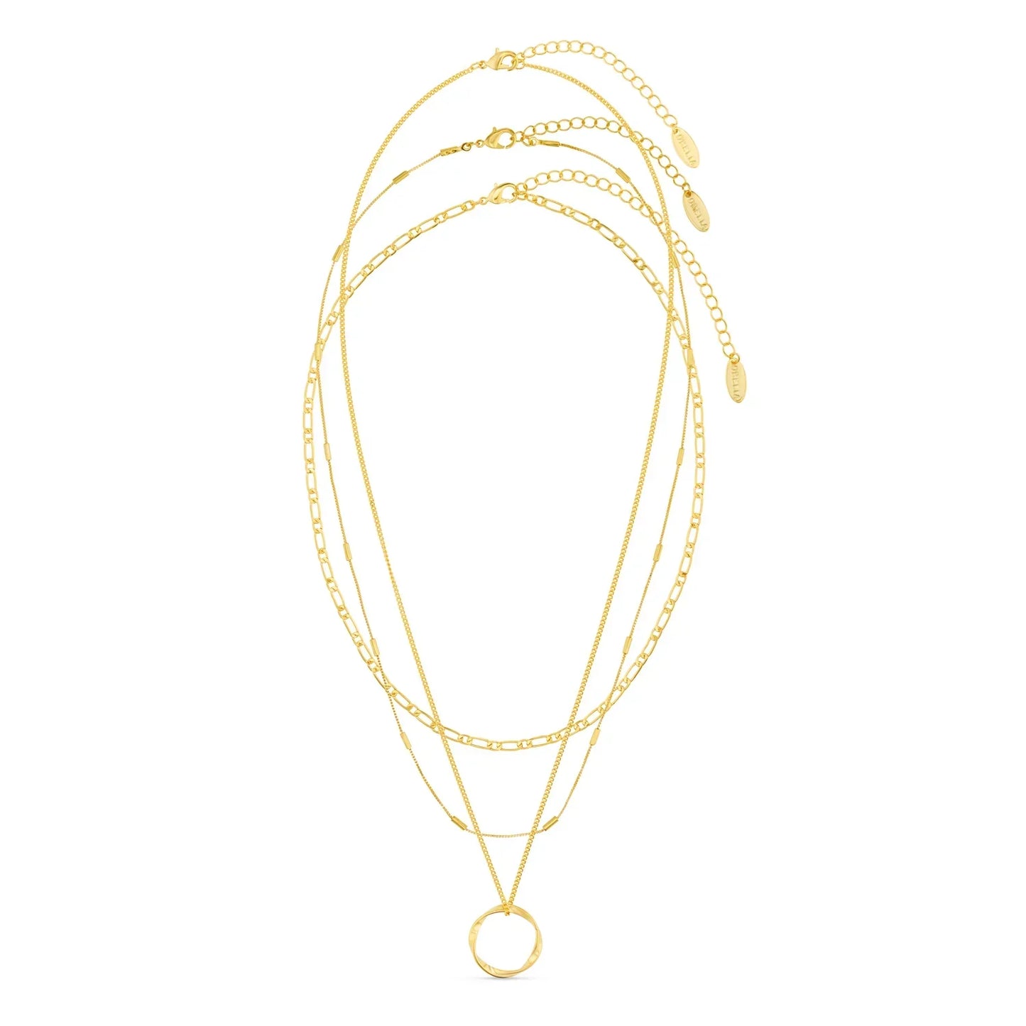 Collar de Círculo Abierto de Tres Hileras | Oro