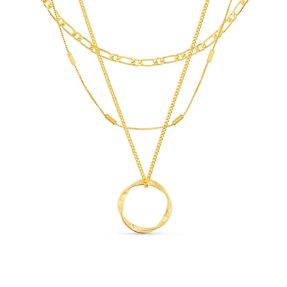 Collar de Círculo Abierto de Tres Hileras | Oro