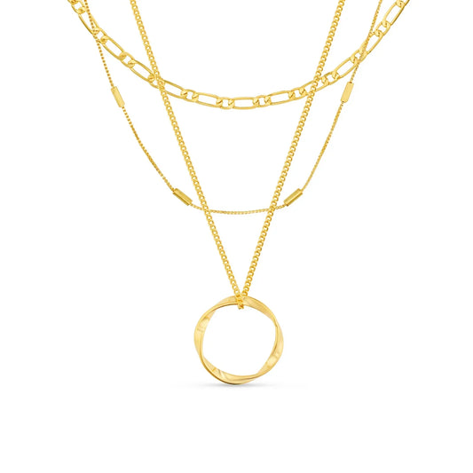 Collar de Círculo Abierto de Tres Hileras | Oro