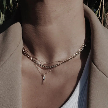 Collar Cadena Curb de Eslabones Planos | Oro Blanco