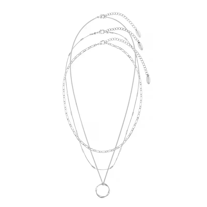 Collar Círculo Abierto Tres Hileras | Oro Blanco