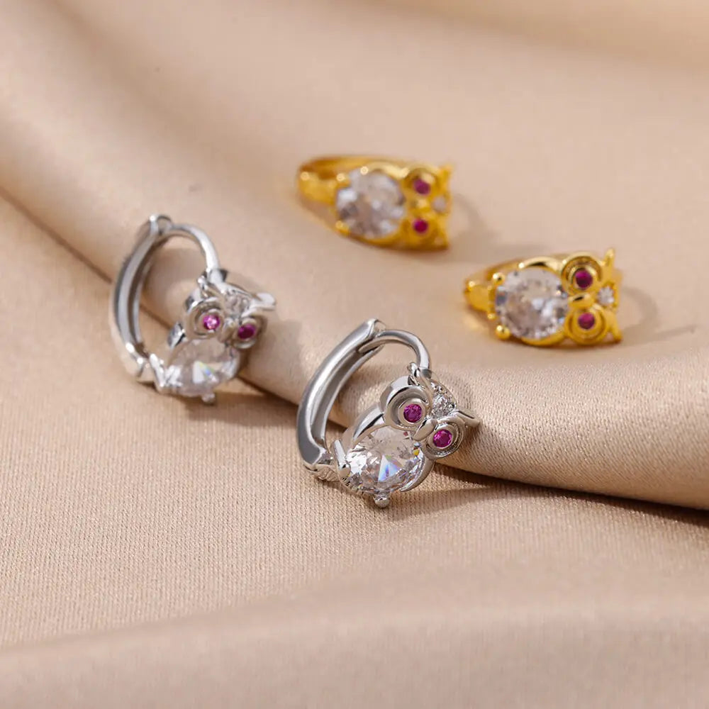 Pendientes de Aro de Animal de Cristal