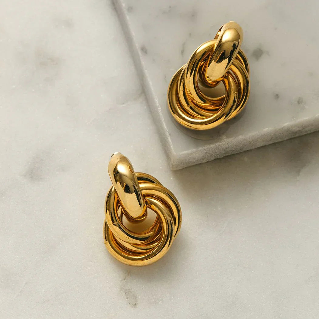 Aretes Entrelazados Statement | Oro Blanco