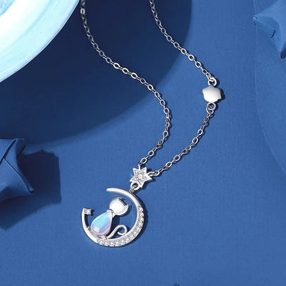 Collar de Gato y Luna en Plata de Ley