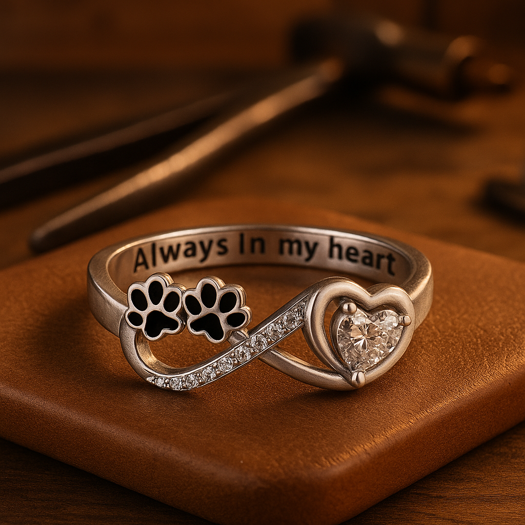 Anillo de Pata con Zirconia, Diseño de Corazón e Infinito