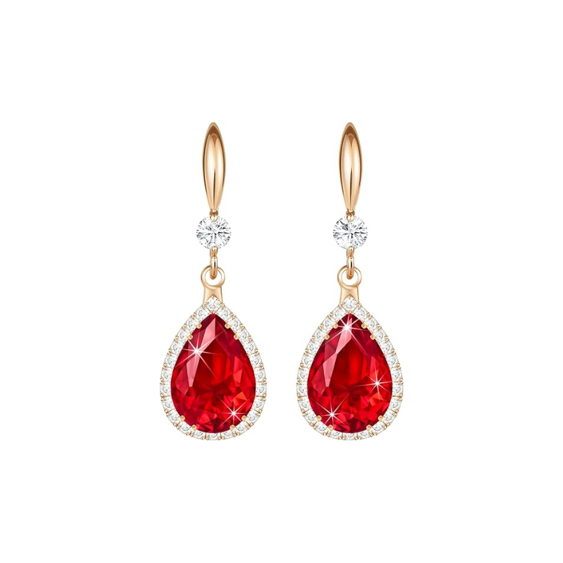Aretes Lágrima de Rubí | Oro Rosa