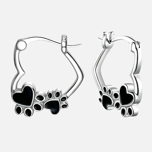 Pendientes de Pata y Corazón con Esmalte Negro