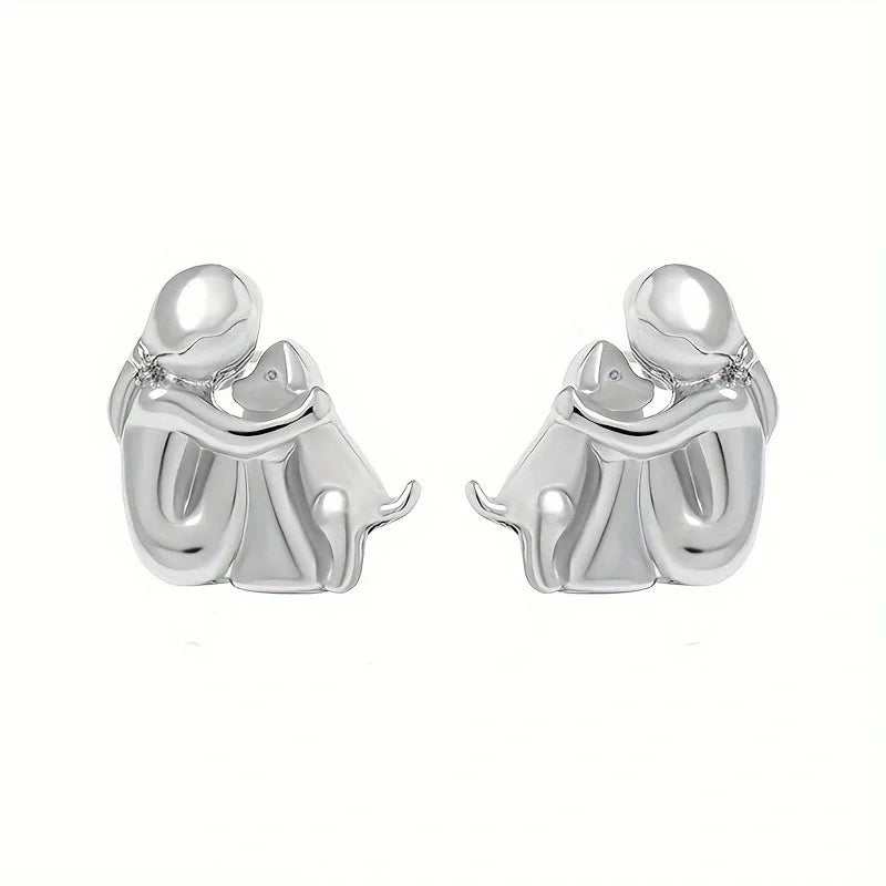 Pendientes de Abrazo en Dos Tonos Plata y Oro