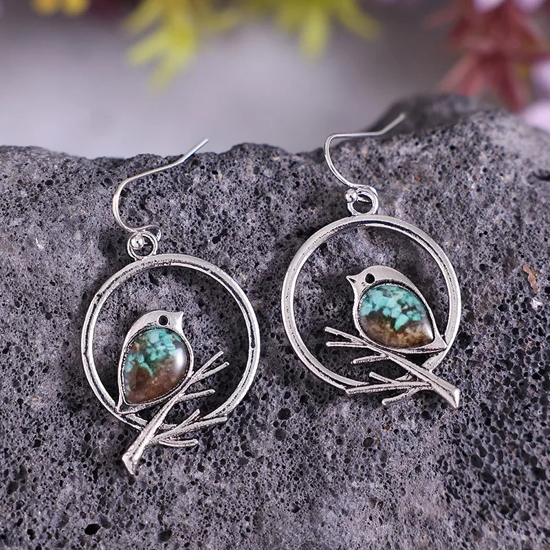 Pendientes Vintage de Pájaro en Rama