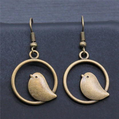 Pendientes Vintage de Dije de Pájaro