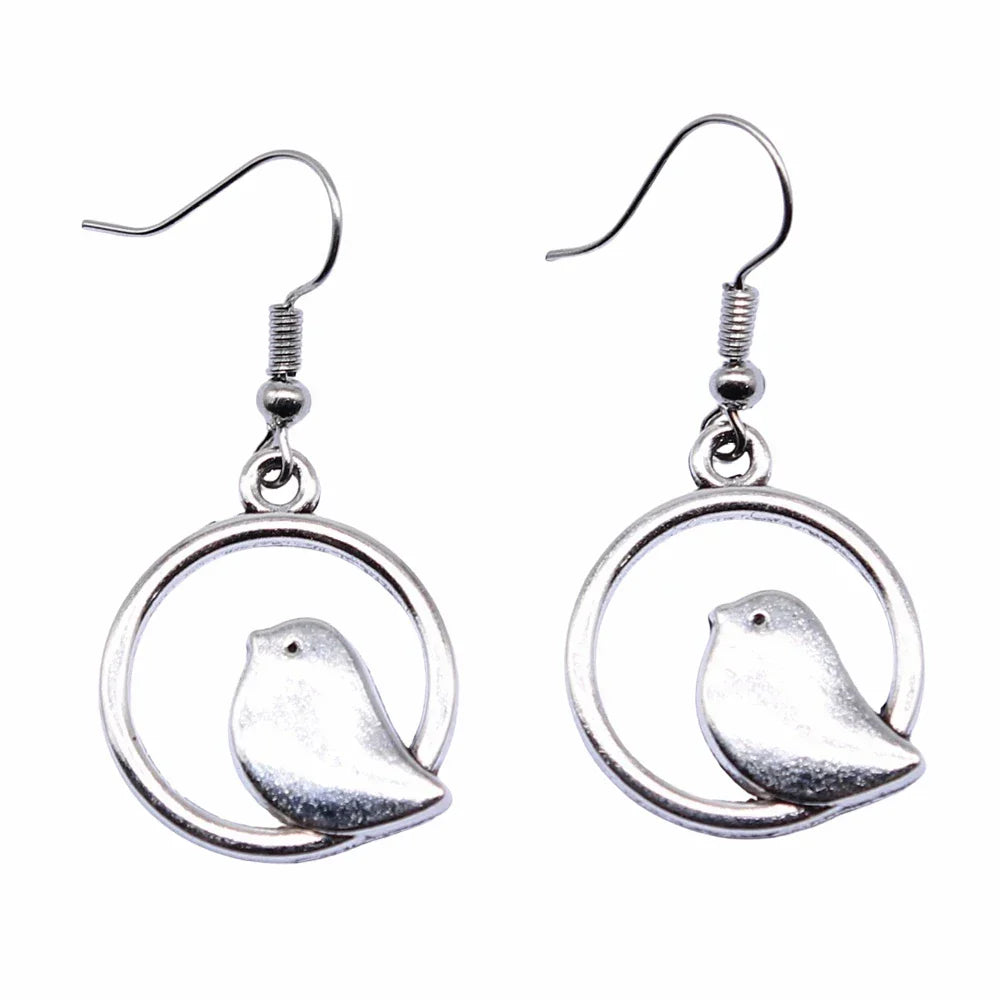 Pendientes Vintage de Dije de Pájaro