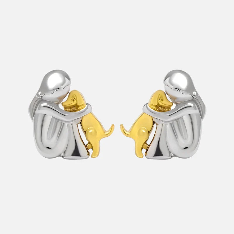 Pendientes de Abrazo en Dos Tonos Plata y Oro