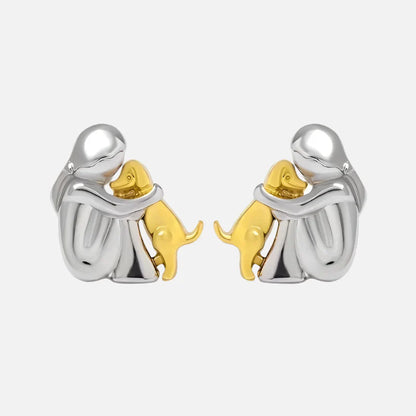 Pendientes de Abrazo en Dos Tonos Plata y Oro