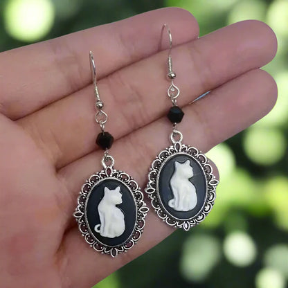 Pendientes Vintage de Gato Blanco