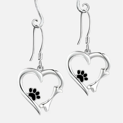 Pendientes de Plata con Diseño de Corazón y Pata