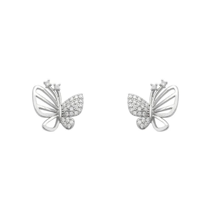 Pendientes de Poste de Mariposa con Zirconia