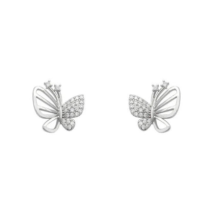 Pendientes de Poste de Mariposa con Zirconia